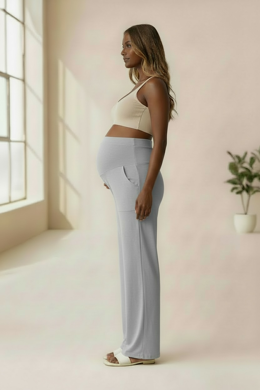 CloudSoft™ Full Belly Maternity Pants Grey